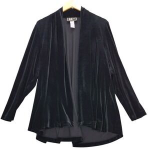 vtg R&K Evening Black Velvet Drape Front Cardigan Jacket Missy 8 Witchy‎ Goth